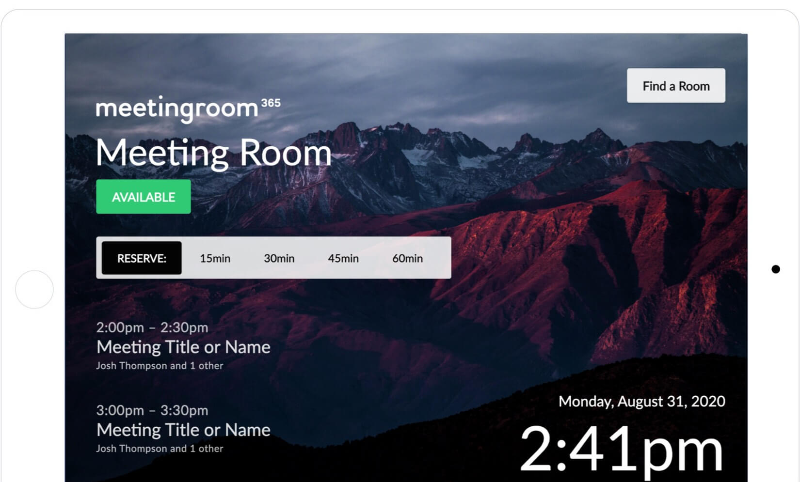 Meeting Room Display Software For Office 365 Exchange And Google 