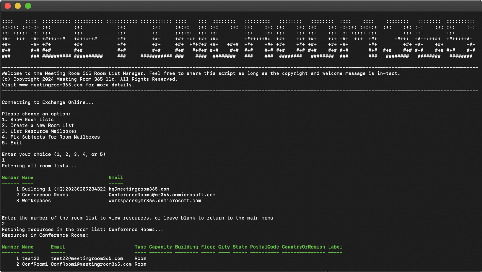 Interactive PowerShell Script for Room Finder Setup